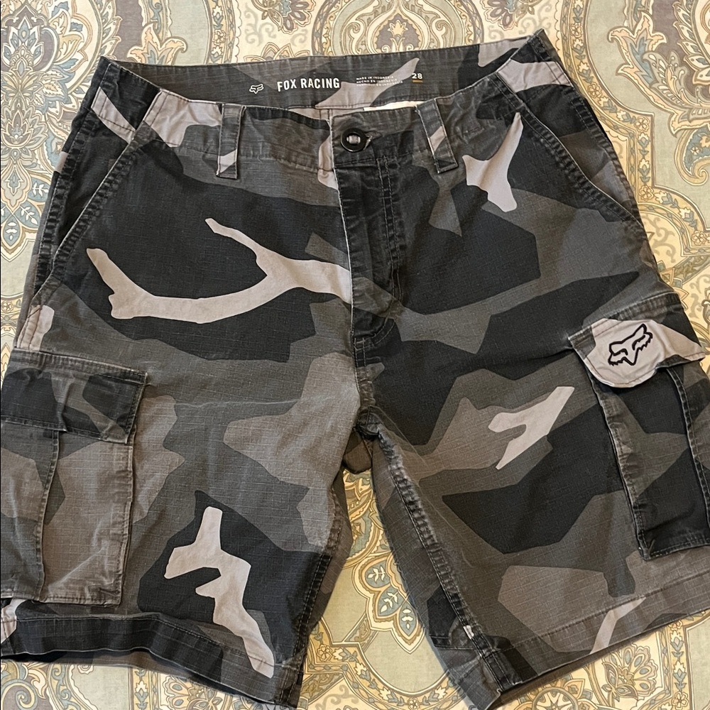 Fox Racing Men's Cargo Shorts - Black and Gray Camo